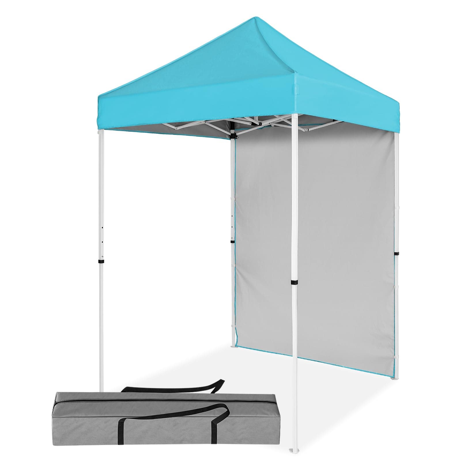 INTER HUT 5x5 Pop Up Canopy with 1 Sidewall, Portable Tent, Light Blue