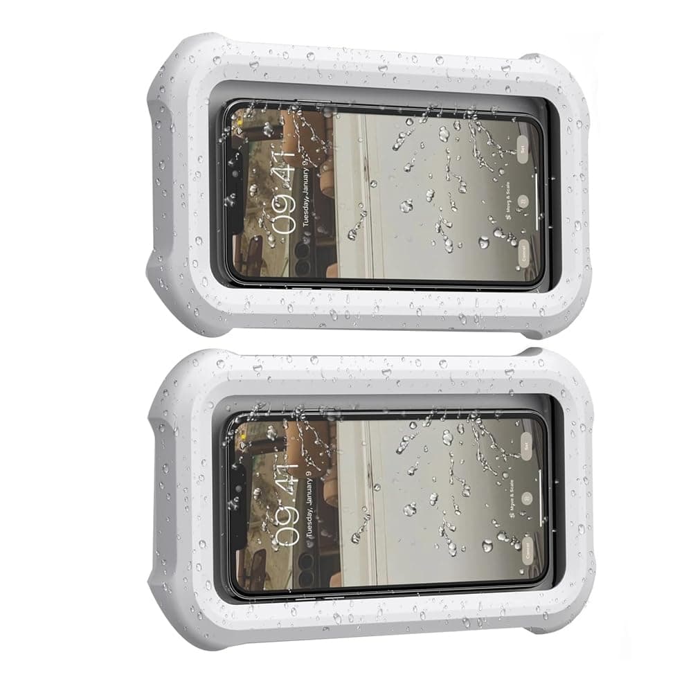 pizarra 2PCS Waterproof Shower Phone Holder Case with 360° Rotation, Angle Adjustable, Wall Mounted Phone Holder for Bathroom