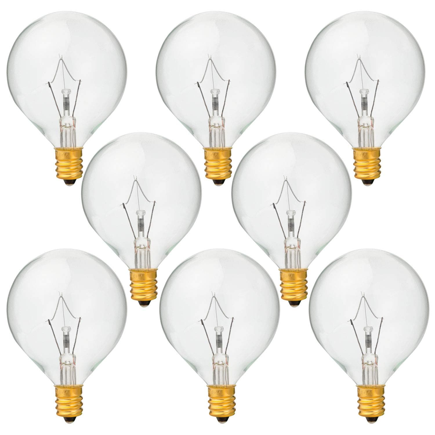 G50 Light Bulbs 8 Pack 40 Watt for Full-Size Scentsy Warmers,G16.5 Globe E12 Incandescent Candelabra Base Clear Light Bulbs for Candle Wax Warmer