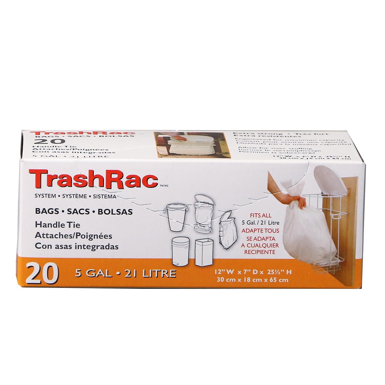 Trashrac 5 gal. Trash Bags Handle Tie 20 pk