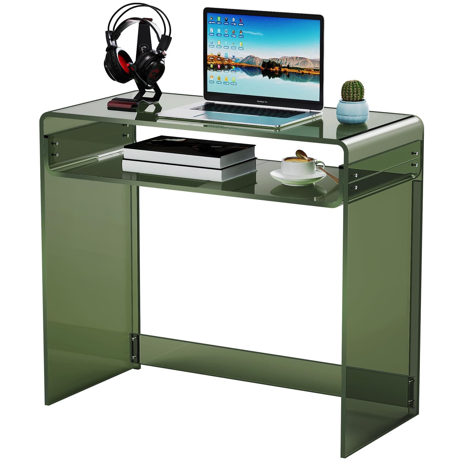 solaround Acrylic Computer Desk Console Table, 85 x 40 x 75 cm, Green