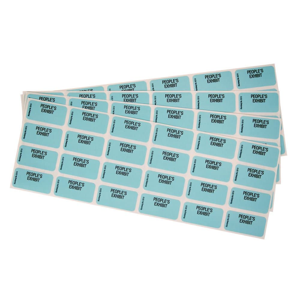 Blumberg Exhibit Labels and Stickers; 1-1/2" x 3/4"; 96 Labels per Package; 40 Titles for Plaintiff, Petitioner, Defendant, Respondent, Blank, etc.; Many Colors (People’s Exhibit Blue)