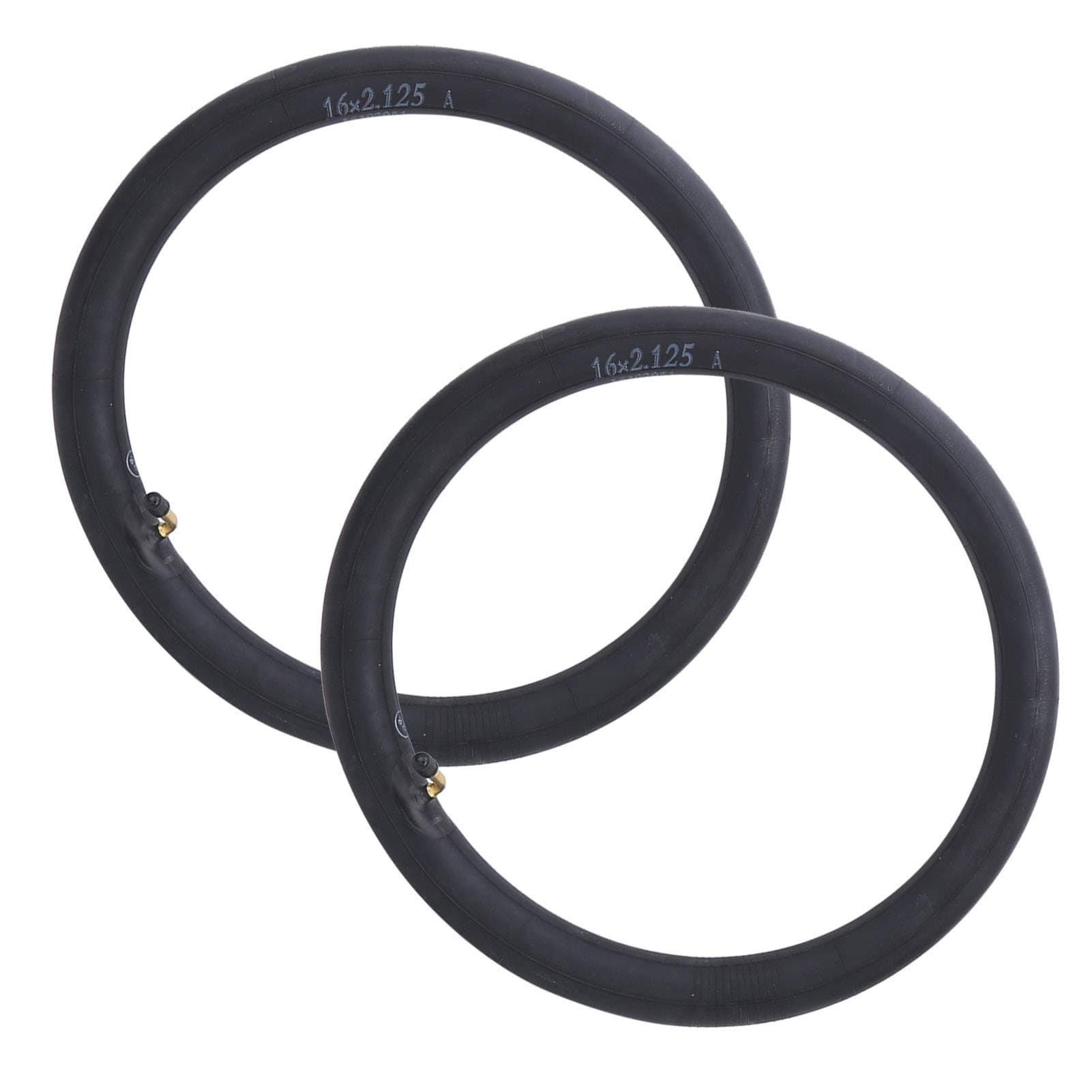 Rubber 2Pcs Inner Tubes with Bend Valve for Shock on Road Bikes, Mountain Bikes (16 * 2.125)