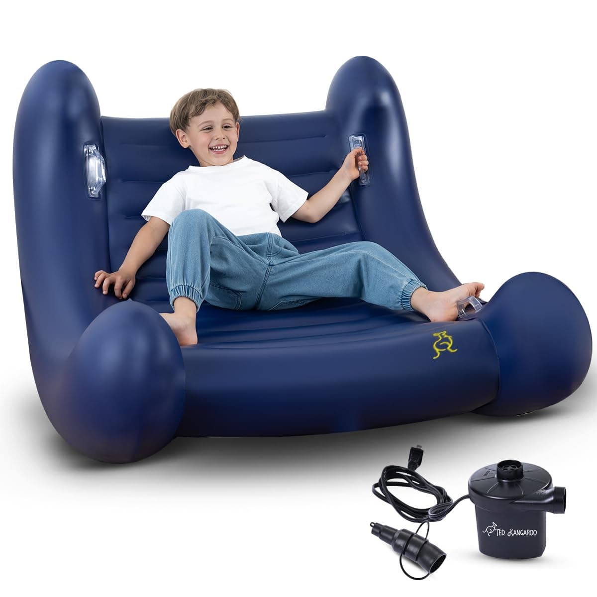 TED KANGAROO Sensory Rocker Chair for Kids – Air Cloud Inflatable Sensory Chair with Electric Air Pump Blue High Strength Design