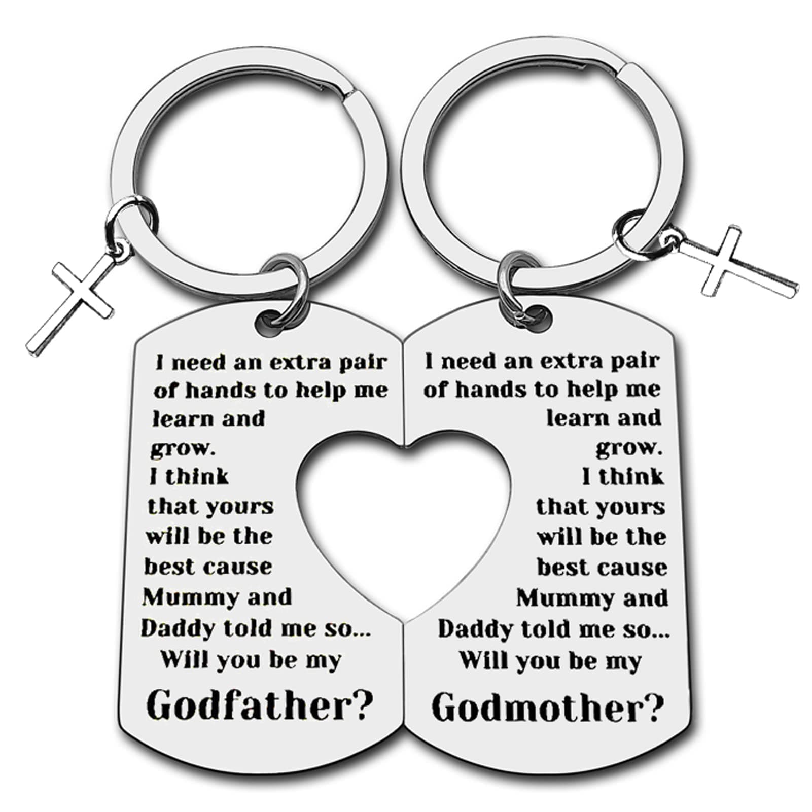 Godparent Gifts from Godchild Will You Be My Godmother/Godfather Keychain Set Godparents Proposal Gifts for Baptism Christening Gift Godparents Announcement Jewelry First Communion Gift for Godparent,