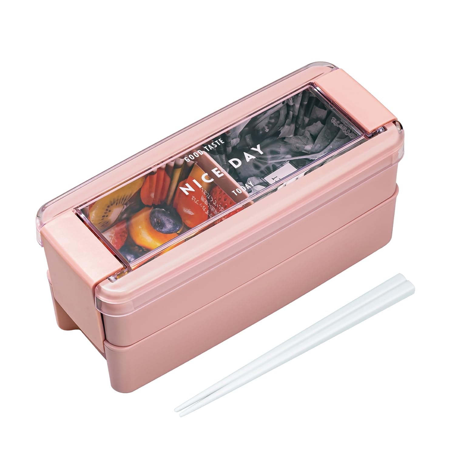 Iwasaki Industries B-1488 PI Bento Box, Easy Care, 2-Tier, Pink, Lid and Gasket Integrated for Easy Cleaning, Ag Antibacterial Treatment, Stain Resistant, Microwave Safe, Dishwasher Safe