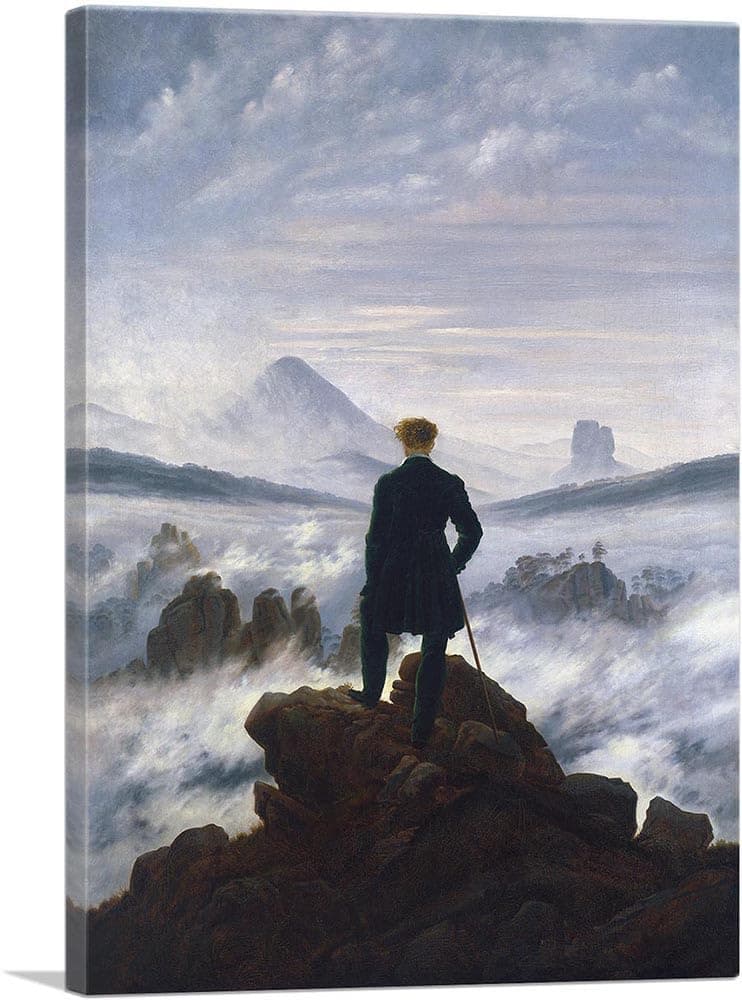 ARTCANVAS The Wanderer Above the Sea of Fog 1818 Canvas Art Print by Caspar David Friedrich - 40" x 26" (1.50" Deep)