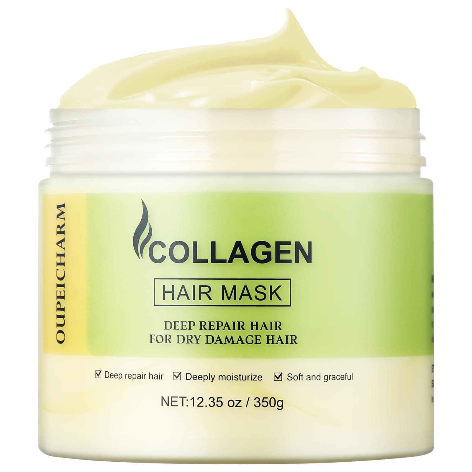 Collagen Hair Mask for Damaged Dry Hair, Hydrating & Smoothing Deep Conditioning Masks for All Hair Types (12.35 OZ/350g)