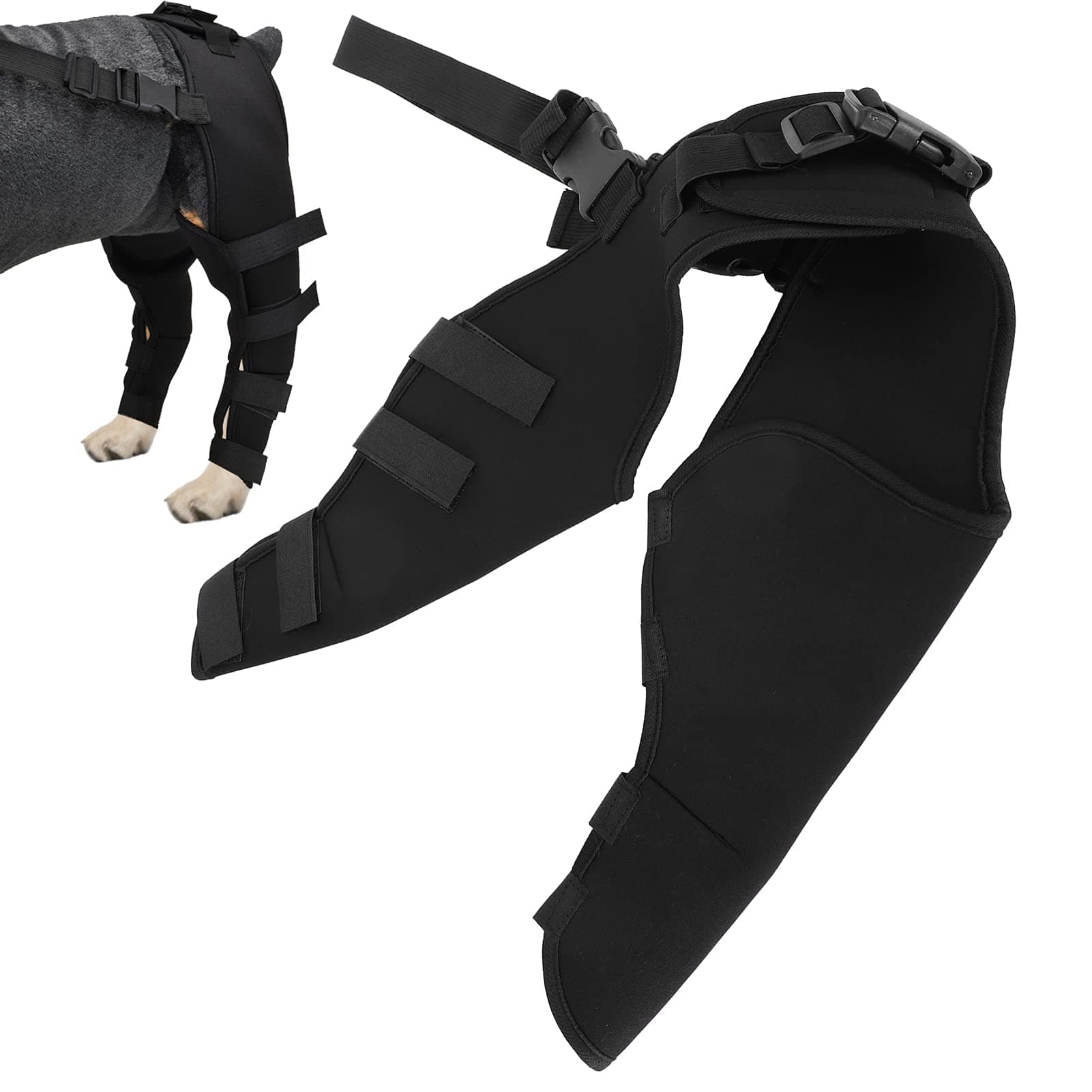 Dog Knee Brace for Torn Hind Leg, Dog Knee Brace for Back Hind Rear Leg Torn Tear, Relieve Joint Pain and Muscle Sore (HJ25 Rear Double Leggings Black XS)