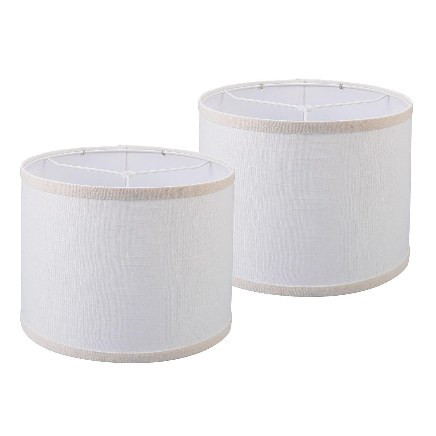 Wankaix lampshades Set of 2, Drum Lamp Shades Set of 2, Lamp Shades for Table Lamps Easy Assembly Required Lamps Shades Natural Linen Fabric(White, 10"x10"x8")