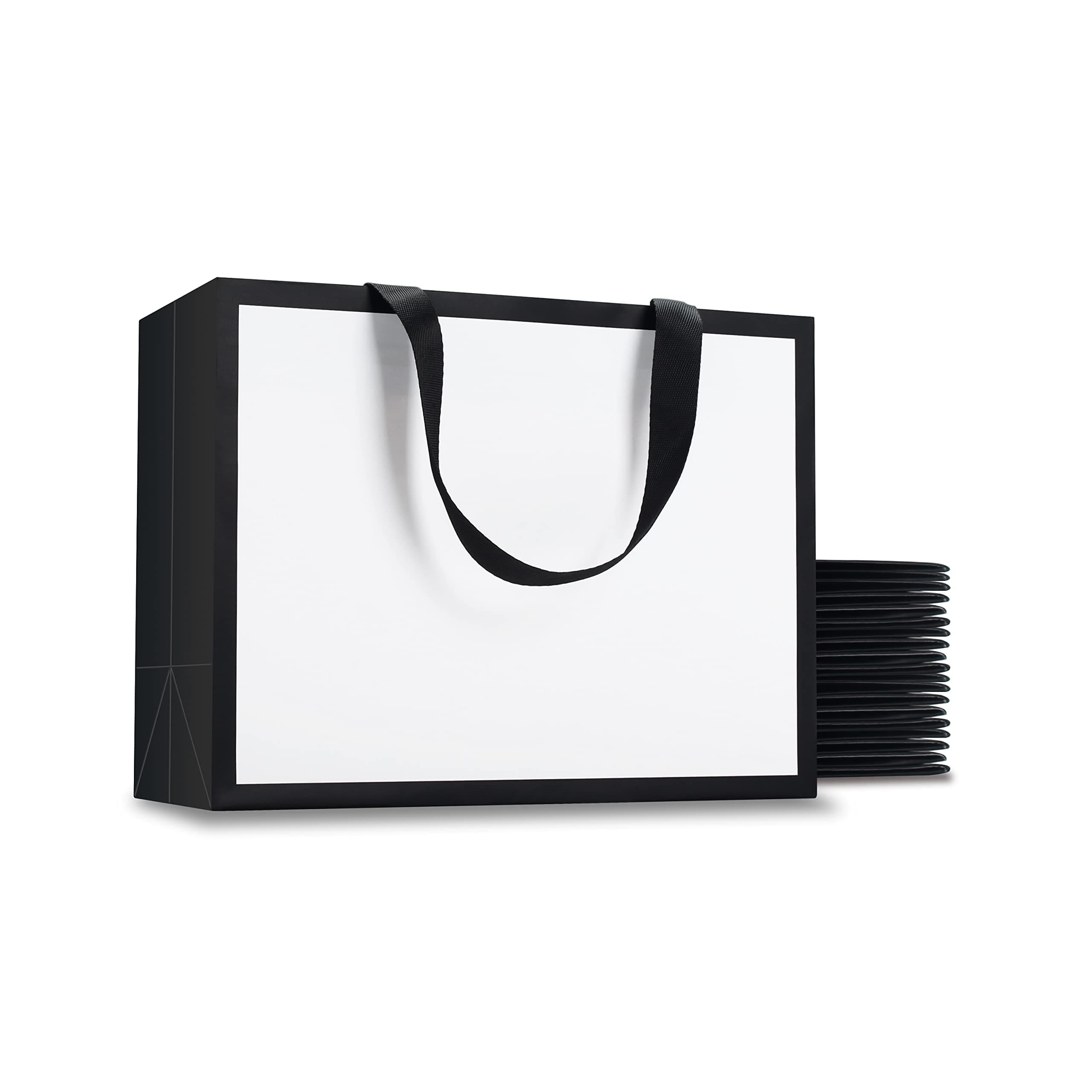 YACEYACE White Gift Bags Bulks, 20Pcs 10.5"x4.25"x8" Gift Bags Medium Size, White Gift Bags with Ribbon Handles, Birthday Bags,Party Bags,Retail Bags