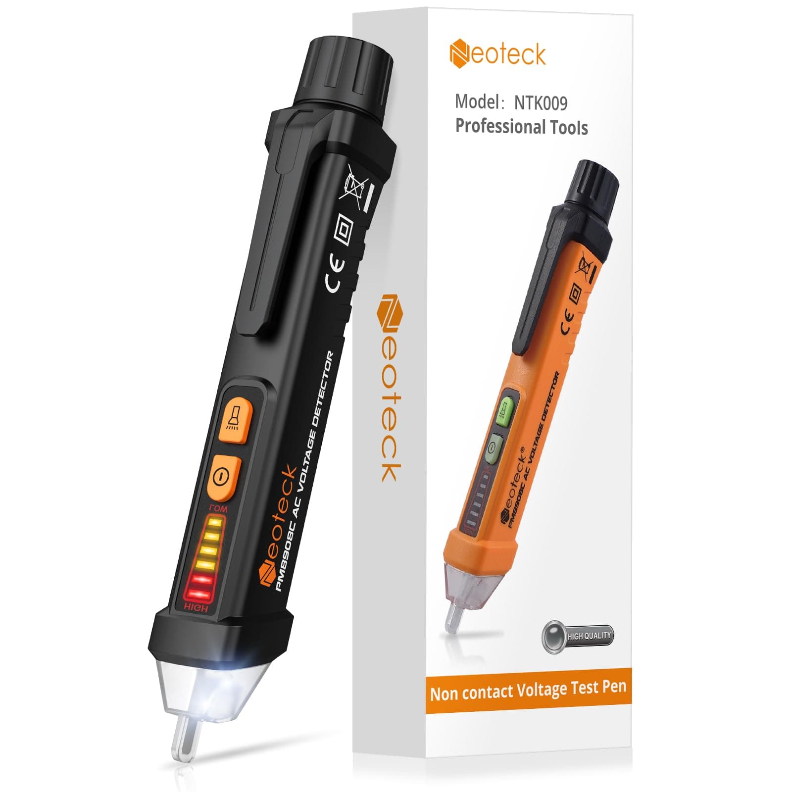Neoteck Voltage Tester 12-1000V AC Electric Tester Pen with LED Flashlight