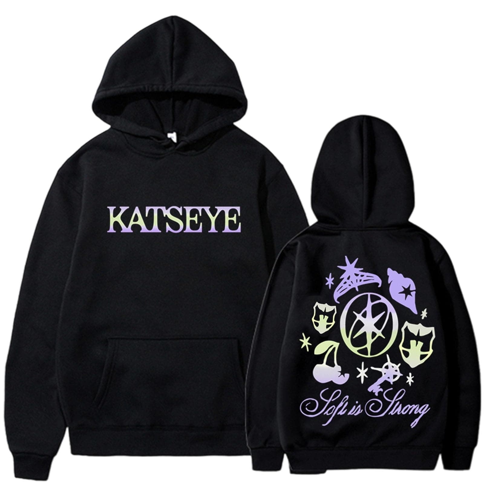 Umiquansome Katseye Merch Hoodies for Women UK Print Sweatshirt with Pockets Women's Fashion Winter Oversized Hoodie Ladies Tops Black S