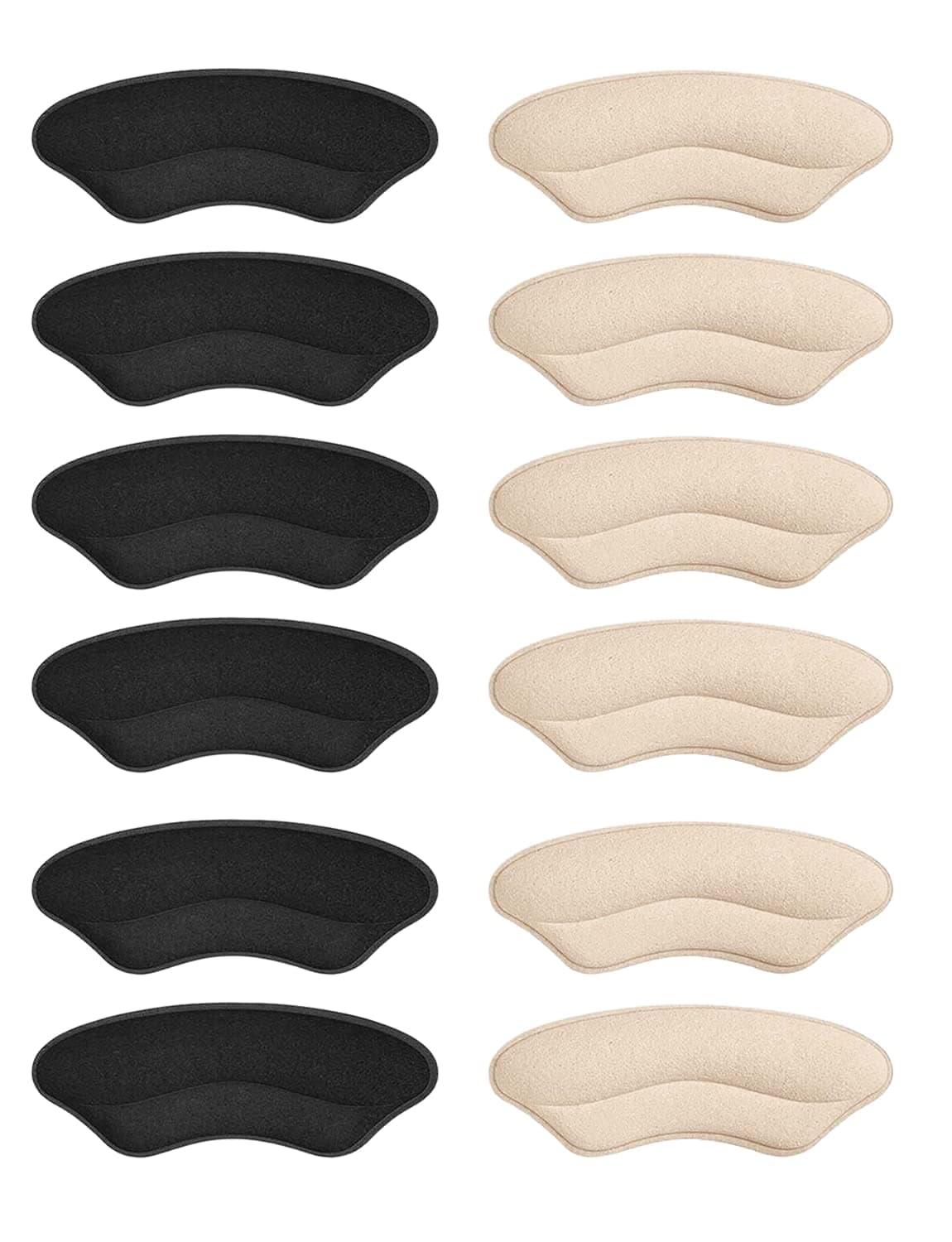 Heel Pads for Shoe That are Too Big, Inserts for Women, Heel Grips for Womens Mens, Protectors Cushion Liners for Blisters Loose Shoes, Comfort Fillers (Suede BeigeBlack, 6 Pairs)