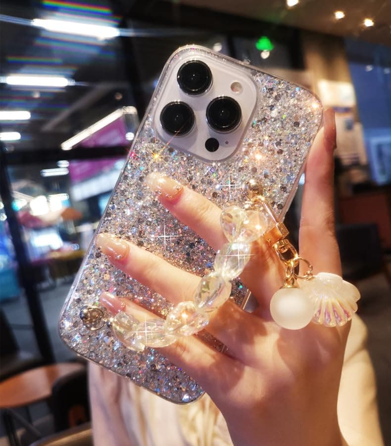 LXXZBC for Samsung Galaxy A16 Bling Case with Crystal Bracelet Chain Fashion for Women Girls Design Cute Fancy Glitter Soft Slim Silicone Cover Phone Skin,Silver