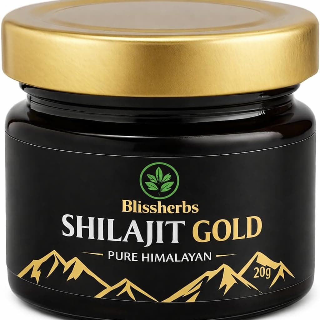 Blissherbs Shilajit Gold Resin with Ashwagandha Root Extract | 75% Fulvic Acid | Natural Mineral Resin | Strength & Recovery Support | 20g