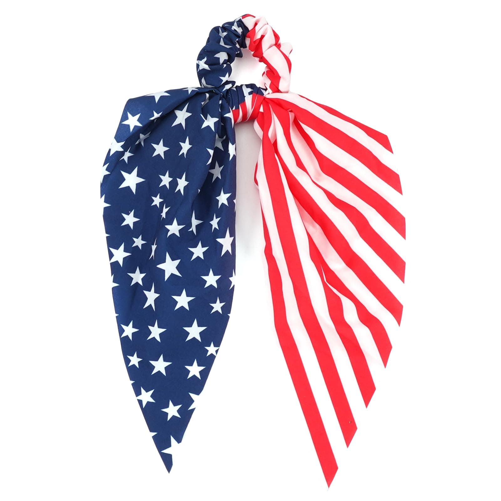 4th of July Ribbon Hair Ties for Woman Girls American USA Flag Hair Tie Red White and Blue Hair Scrunchies Elastic Patriotic Star Stripes Hair Tie Independence Day Party Supplies Hair Accessories