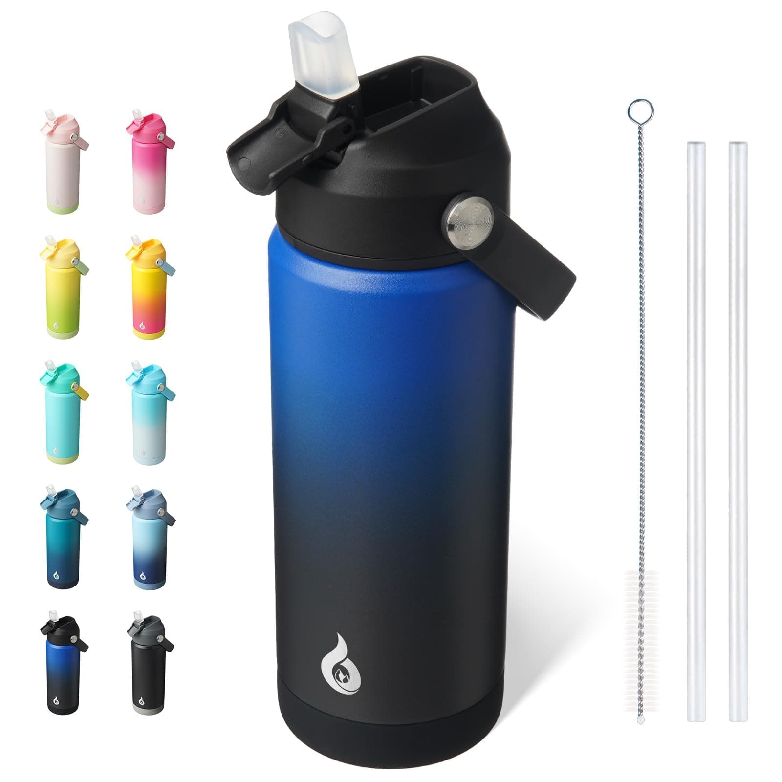 BJPKPK 18oz Insulated Water Bottle, Stainless Steel Bottle with Straw Lid