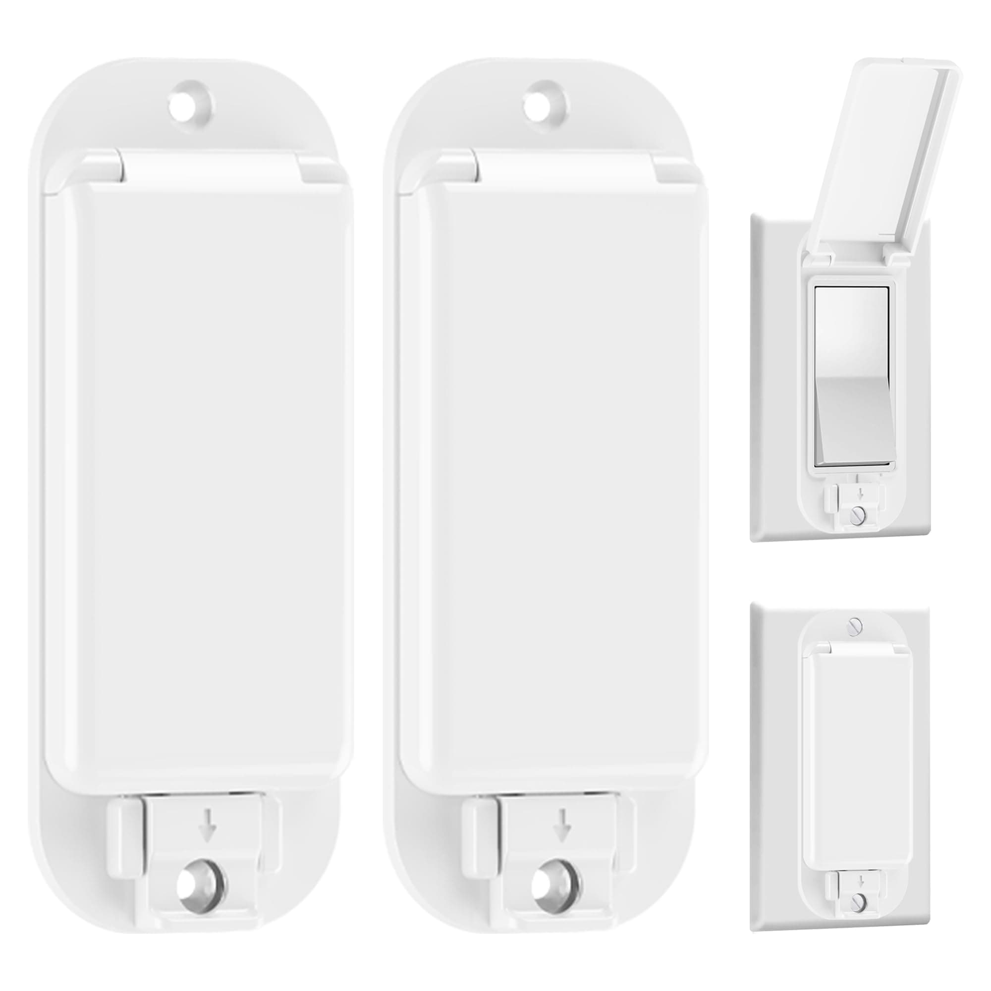 2 Pack Rocker Light Switch Cover Guard, Baby Proof, White