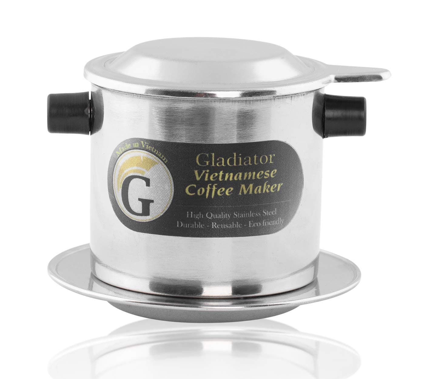 Vietnamese coffee maker filter set, French press style pour-over coffee dripper, Portable 1-cup single-serve reusable coffee press, 8oz medium (1)