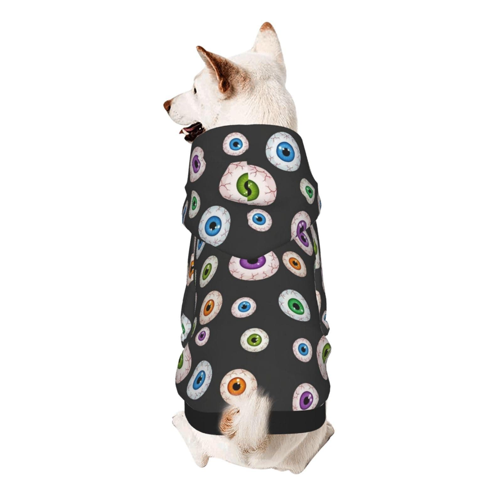 MZERSE Soft Winter Warm Dogs Hooded Clothes, Eyeballs, Casual Sweatshirt Hoodies Sweater with Pocket for Small Dogs, Medium