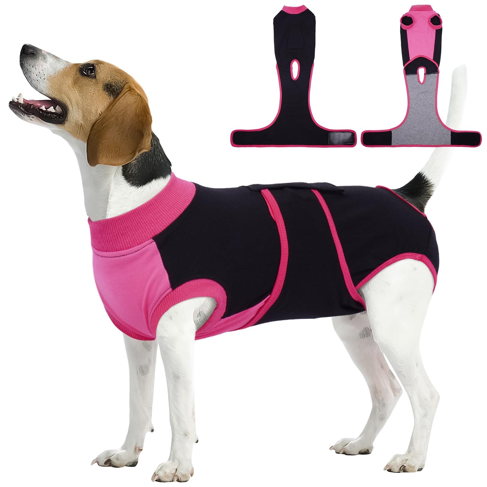 Kuoser Recovery Suit for Dogs After Surgery, Soft Dog Surgery Suit Female Male, Breathable Pet Surgical Recovery Shirt, Anti Licking Dog Onesie for Abdominal Wounds Cone Alternatives, Black M