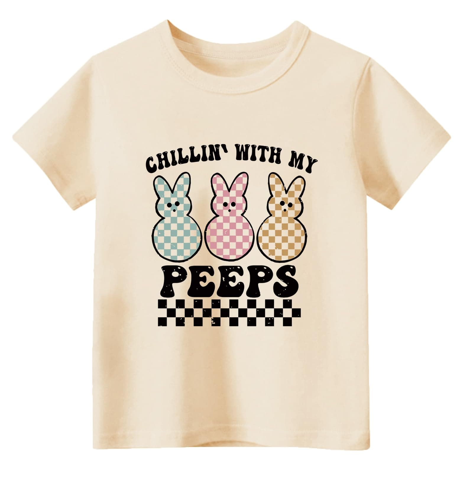 Sineeko Easter Day Shirts for Toddler Boys Girls Short Sleeve Tees Kids Easter Truck Hip Hop Bunny Tops Clothes 2-7T, 1 # Bunny Peeps, 3T