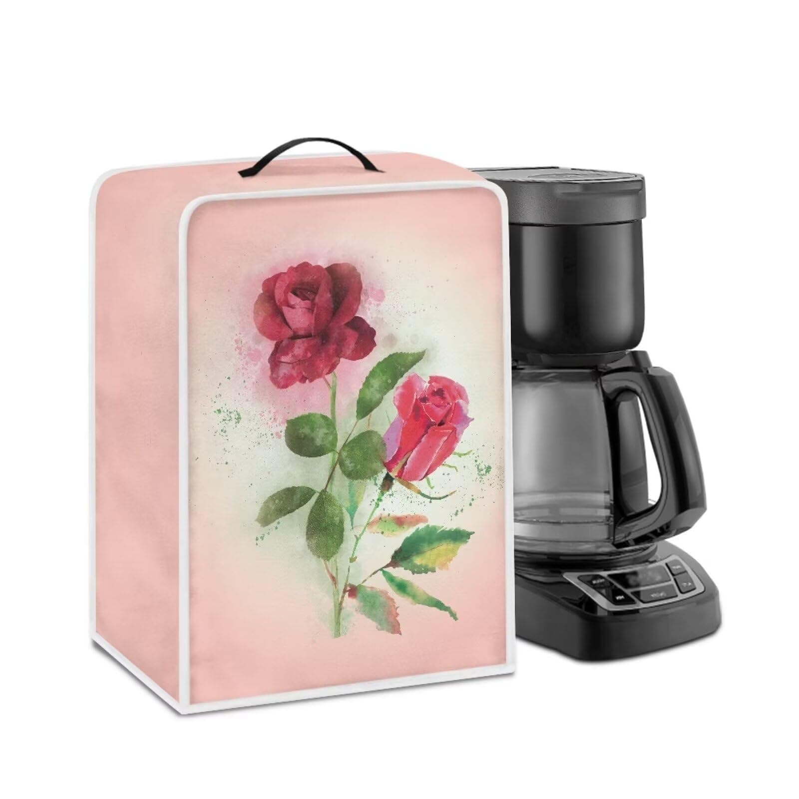 Kathyboom Rose Coffee Machine Dust Covers Removable and Washable Protective Covers with Top Handle Fit for Mixer Stand Blender Juice Machine Easy to Clean Thanksgiving Decor