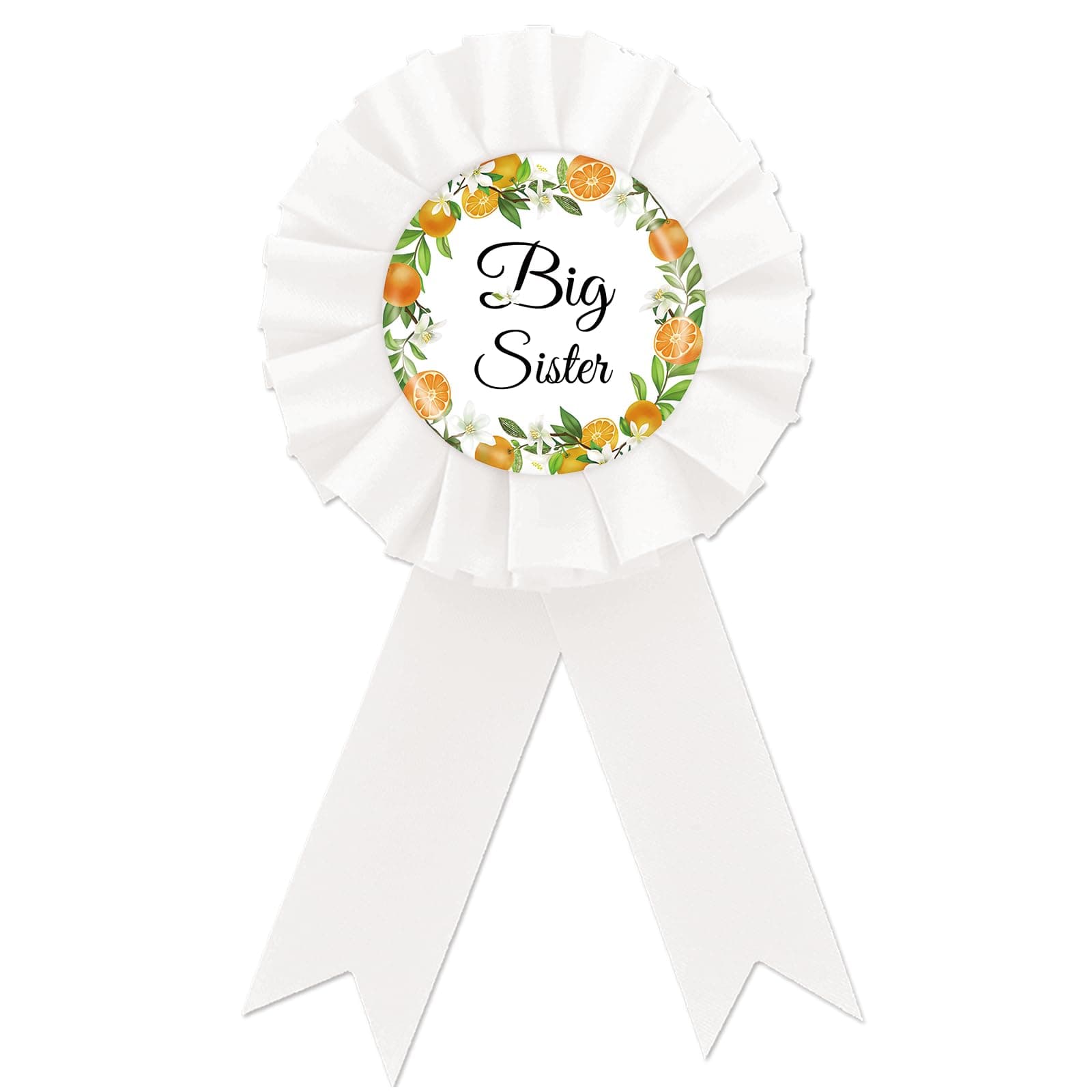 Orange Big Sister Tinplate Badge Pin, Little Cutie Birthday Girl Button Pin, Sister to Be Rosette Badge Pin for Baby Girl, Little Cutie Brooch Buttons for Baby Shower/Birthday Party Decoration