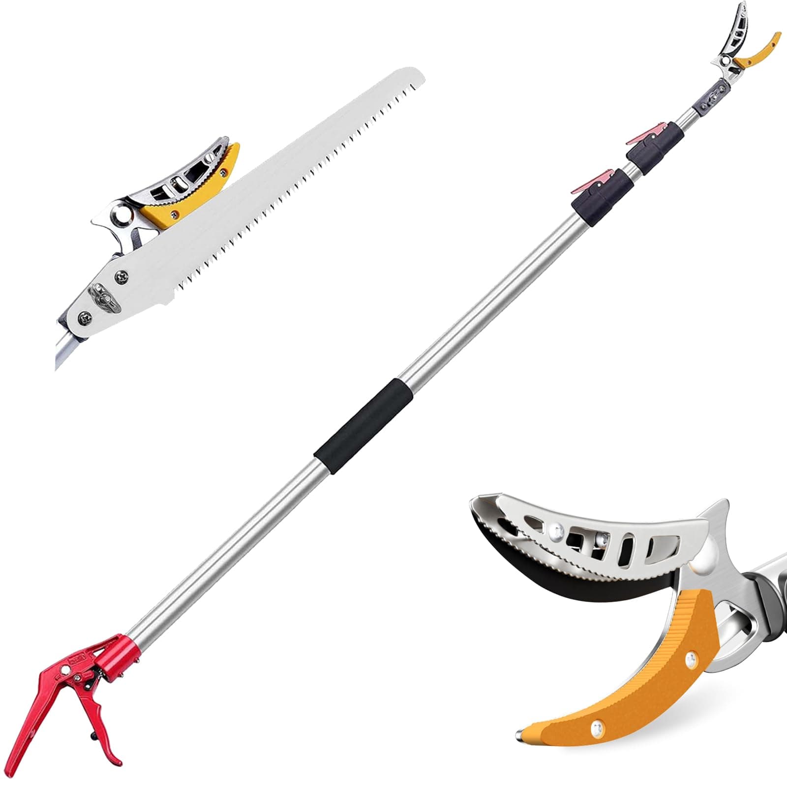 BaiYouMei 4.6-10ft Tree Trimmer Extendable - Tree Trimmers Long Handle Pruner, Fruit Picker Cut and Hold Pruners - Lightweight Aluminum Branches Bypass Lopper (3m)