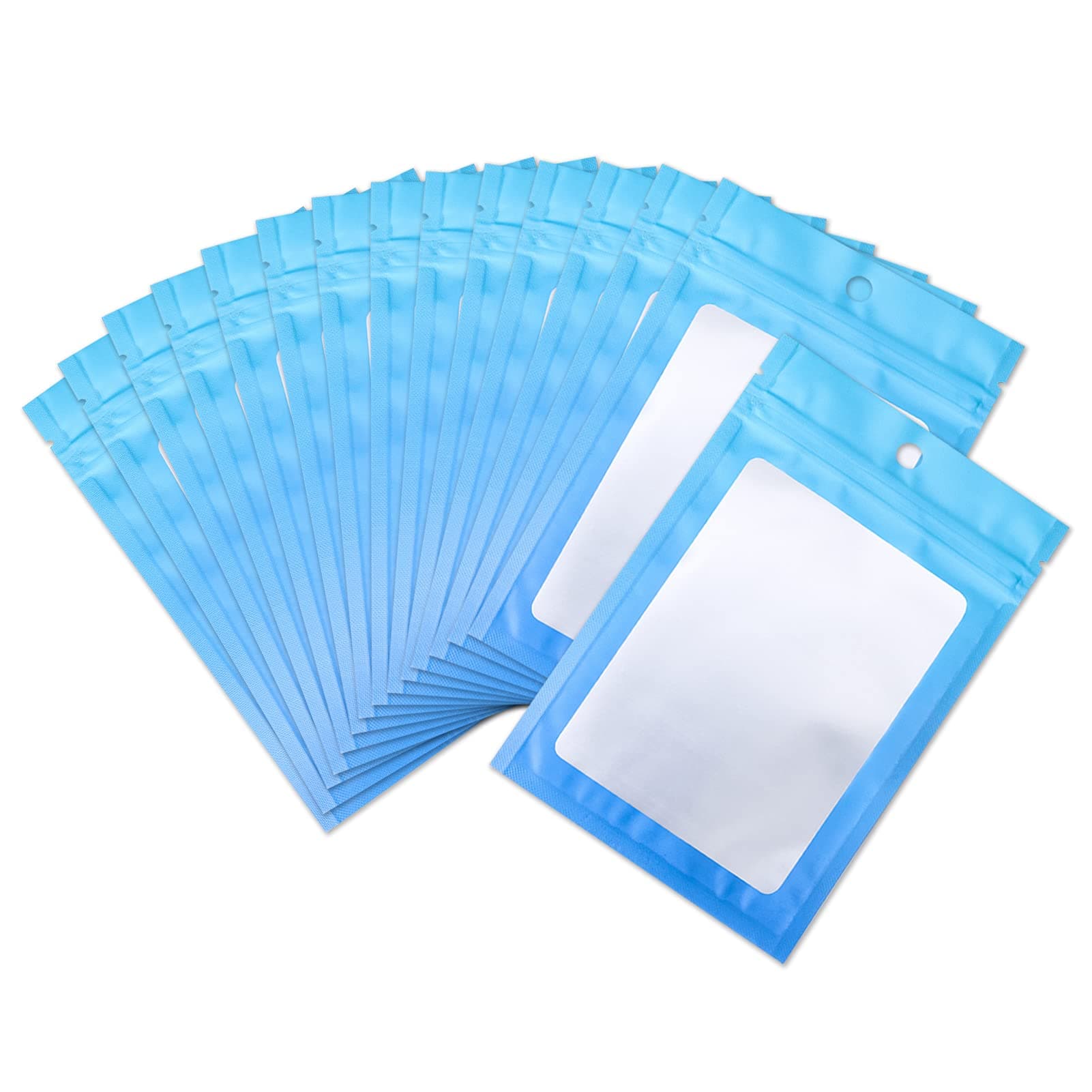 100 Pcs Mylar Bags, Smell Proof Resealable Clear Window Blue 4.72×7.08 in