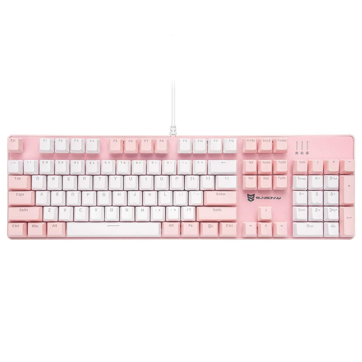 Merdia 104 Keys Full Size Mechanical Keyboard | Brown Switch, Pink & White Color 104 Keys US Layout Led Backlit Hot Swappable Wired Mechanical Light Up Pink Keyboard | Wired Gaming Computer Keyboards