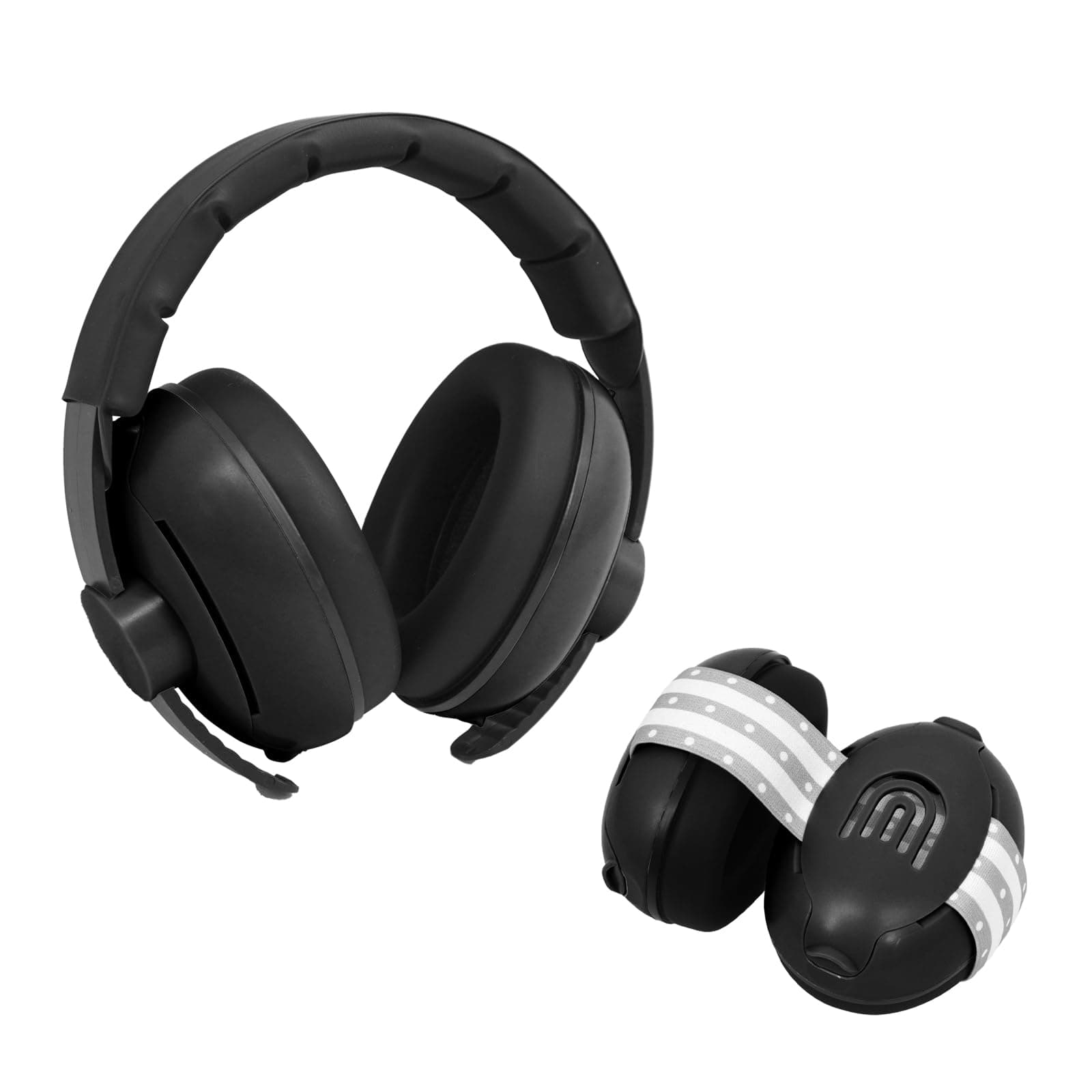 Plantureco 2-in-1 Adjustable Baby & Toddler Noise Cancelling Headphones - Ear Muffs for Kids 1-3 for Airplane Travel, Infant Ear Protection (0-48 Months) (Black)