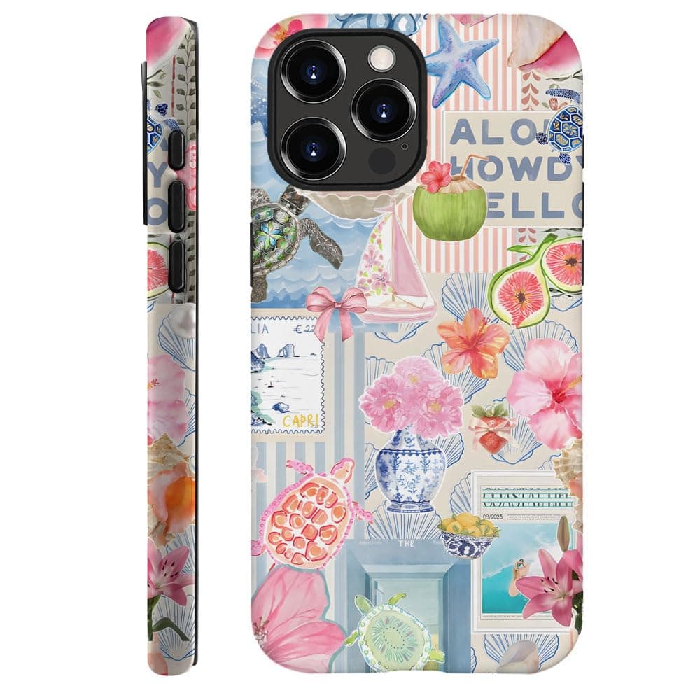 Jipsaaz Case for iPhone 15 Pro Max - Slim Fit Anti-Scratch Phone Case for Girl Women - Collage Pearls Conch Shell Tropical (Frosted)