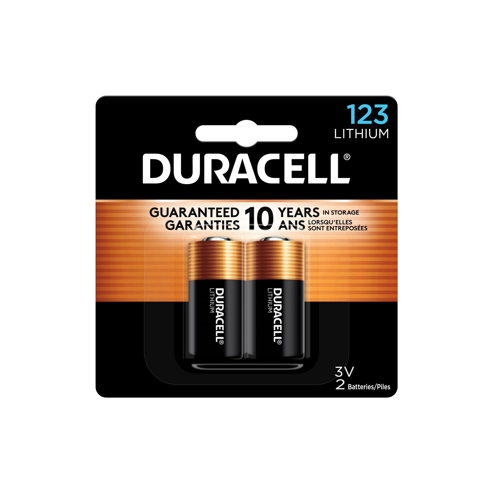 Duracell CR123A 3V Lithium Battery, 2 Count, 10-Year Storage, Long-Lasting
