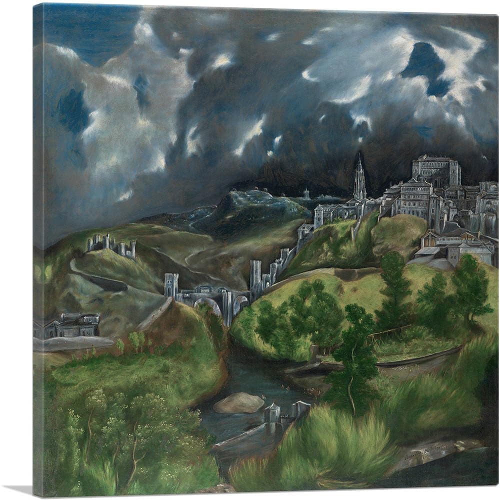 ARTCANVAS View of Toledo 1599 Canvas Art Print by El Greco - 36" x 36" (0.75" Deep)