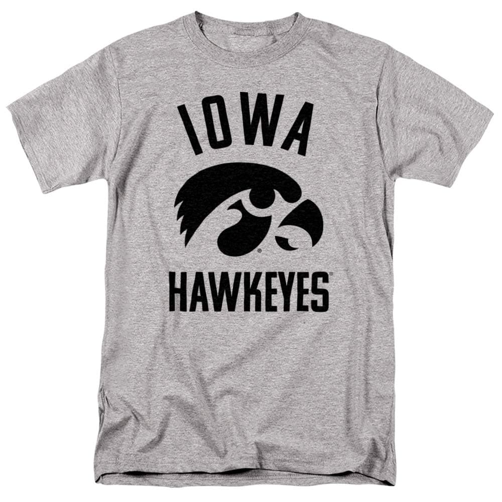University of Iowa Official One Color Hawkeyes Logo Unisex Adult T-Shirt, Athletic Heather, Medium