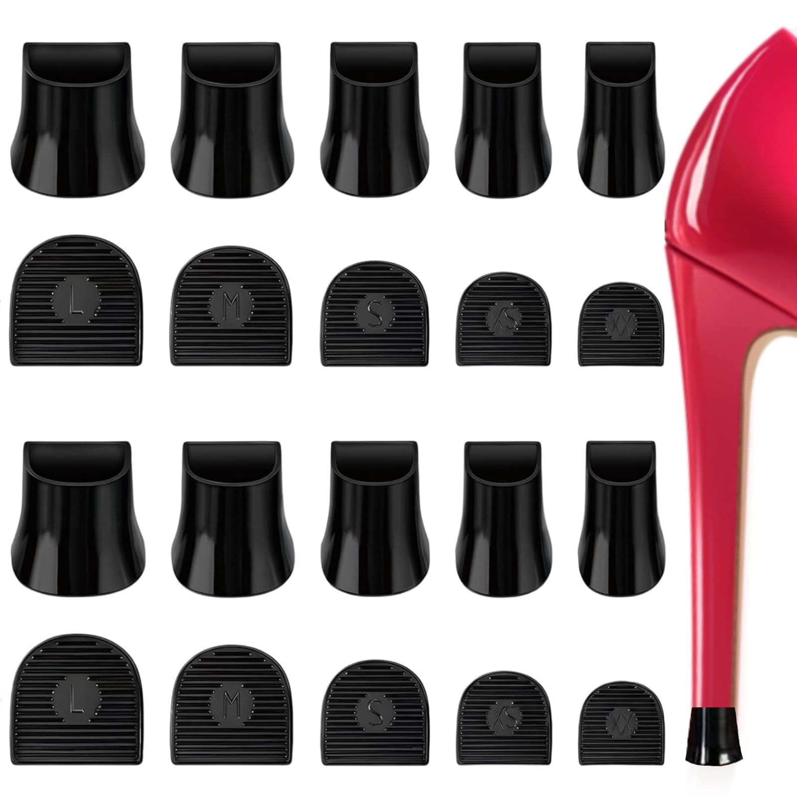 Accoglie 10 Pairs Heel Protectors for Shoes, U-shaped Black Color, 20 Pcs