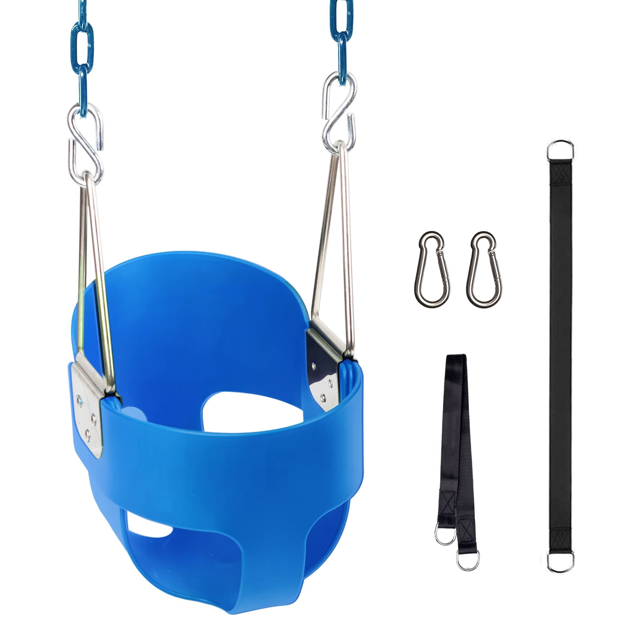 KINSPORY Toddler Swing, Full Bucket Baby Swing Seat & Iron Chains (Blue)