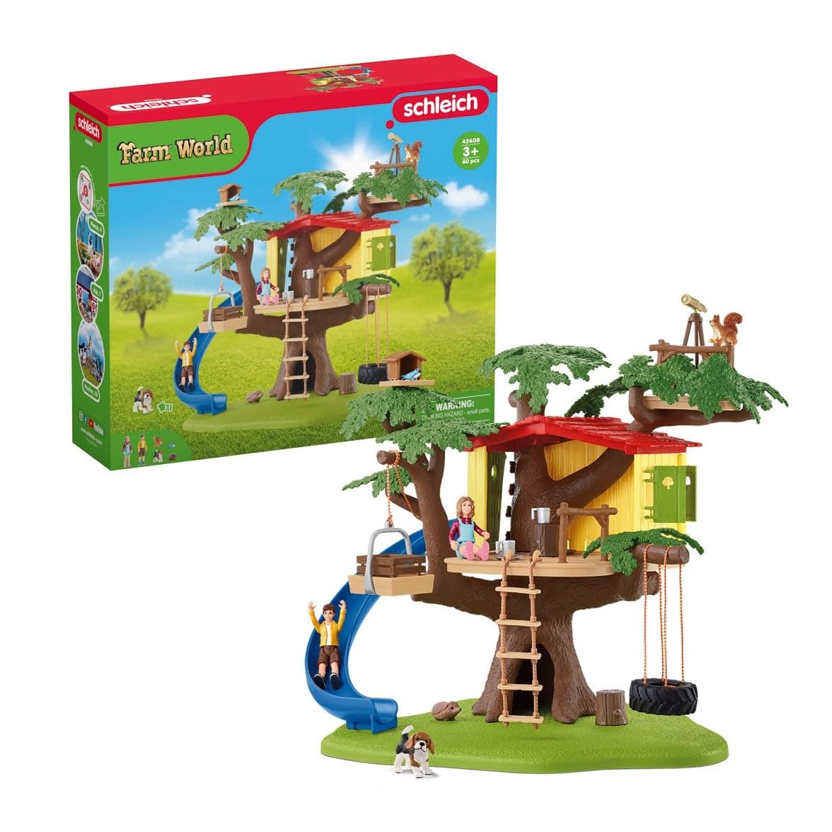 Schleich Farm World - 28Pc Adventure Tree House Playset - Kids 3+ | 42408
