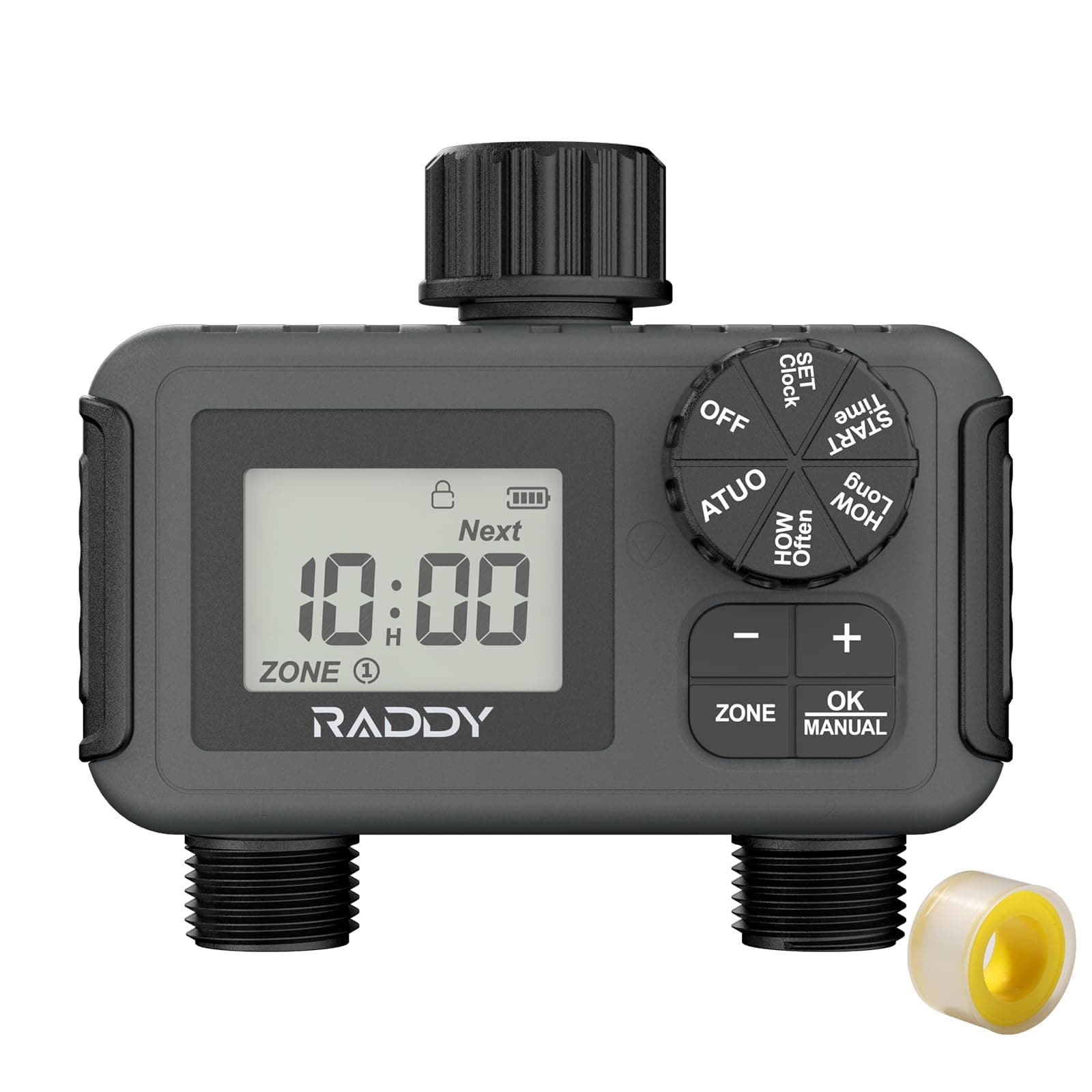 Raddy WS-5 2-Zone Sprinkler Timer, Programmable Water Hose Timer