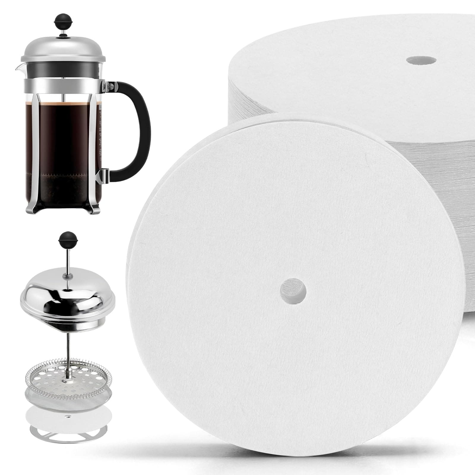 150 Pcs Disposable Coffee Filters for Bodum French Press 34 Oz