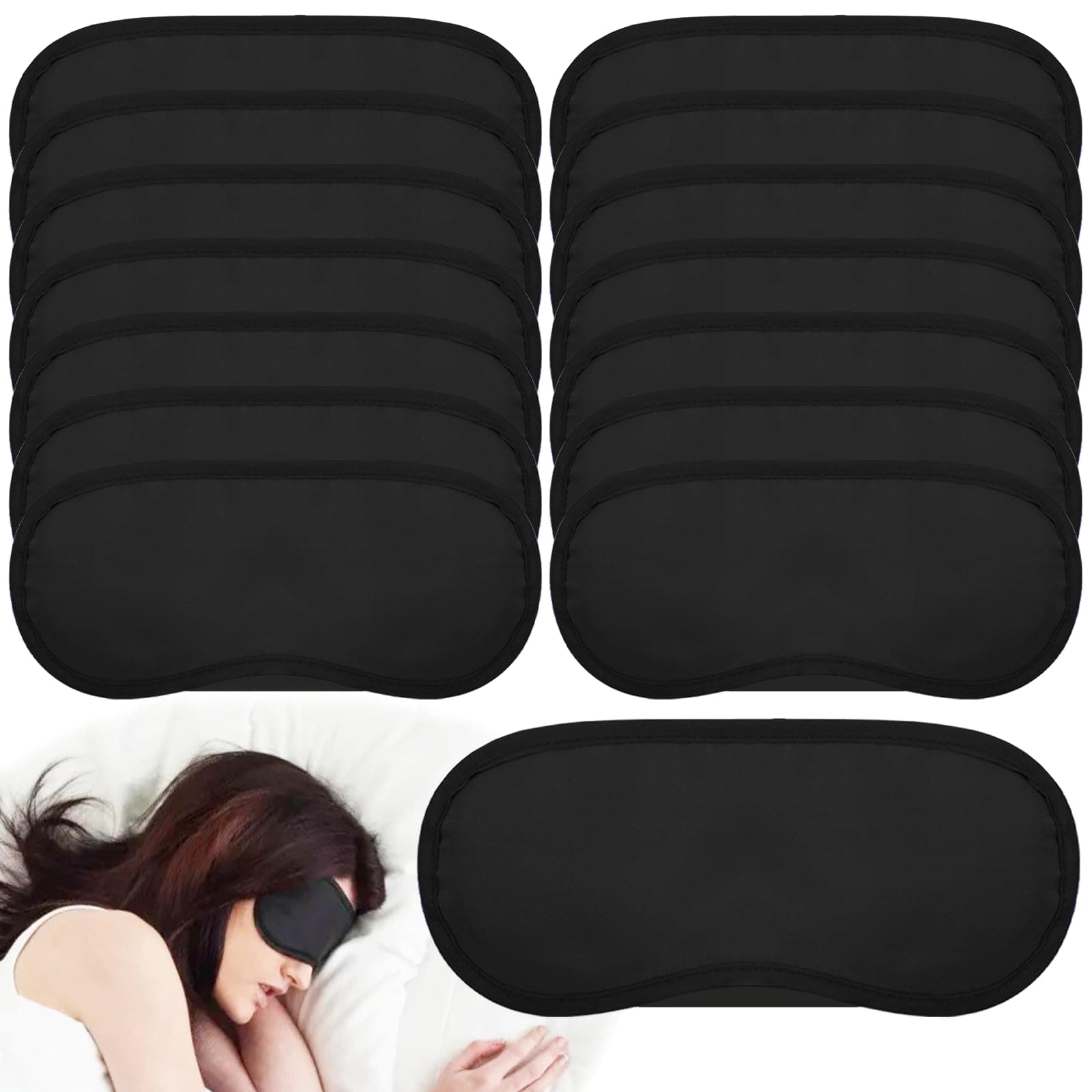 15 PCS Black Eye Mask Soft Shade Blindfold Nose Pad Eye Covering Sleepover Party Supplies Game Slumber Girls Favors SPA Pajama Party Decorations