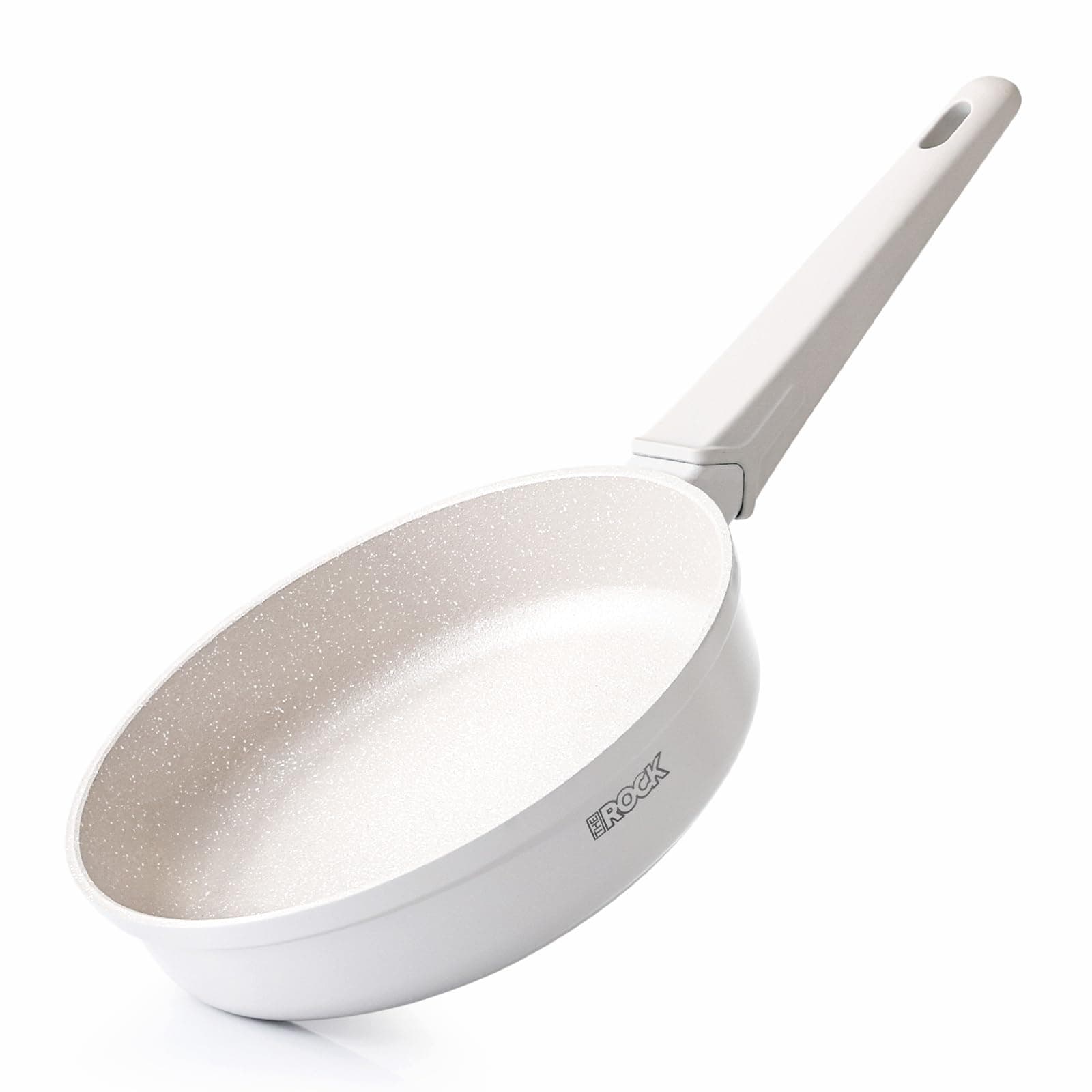 THE ROCK SOHO 8-Inch Nonstick Frying Pan Skillets – Compact for Urban Kitchens, Nothing Sticks, Never Warps, Lasts Longer, Oven & Dishwasher Safe, White