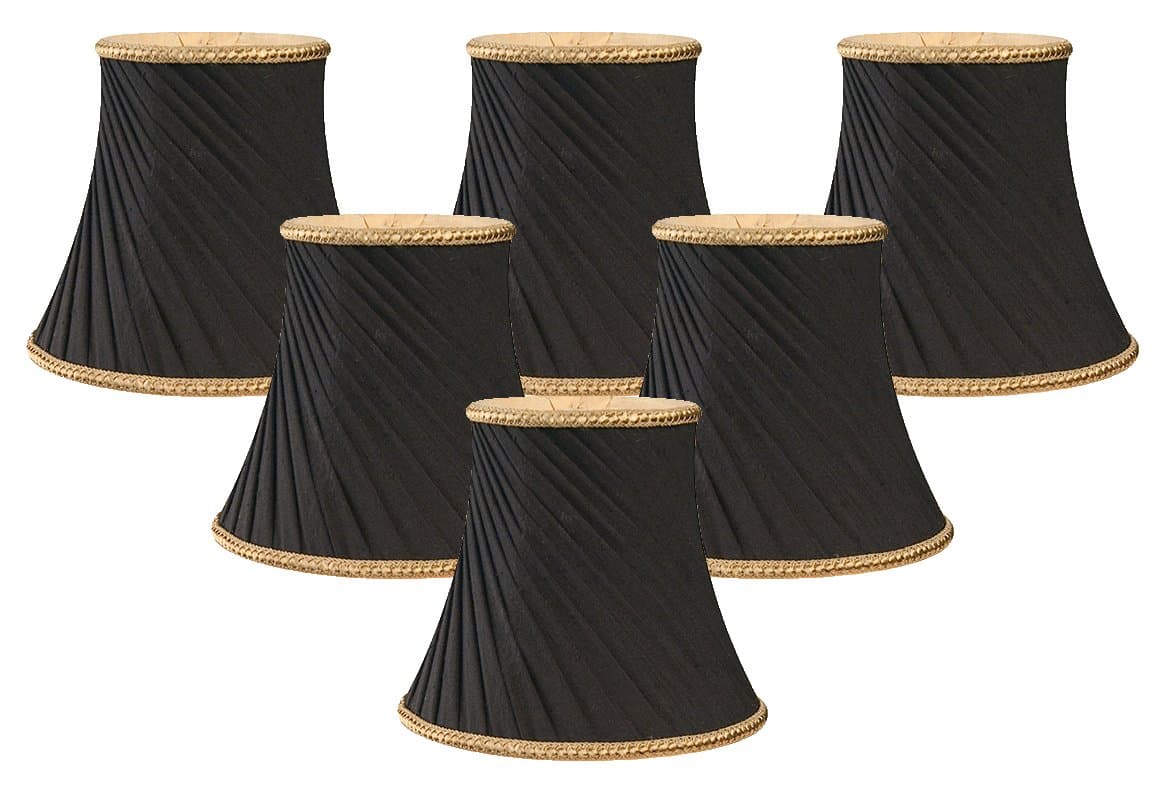 Royal Designs, Inc. Decorative Trim Twisted Bell Chandelier Shade CS-507BLK-6, Black, 3 x 5 x 4.5, Pack of 6