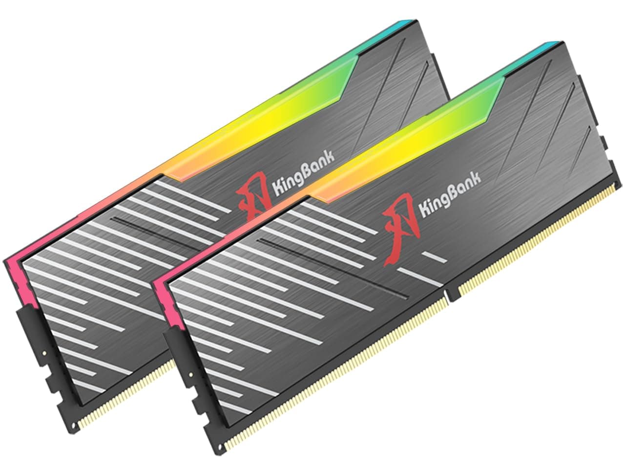 KingBank RGB Computer Desktop Memory Ram Hynix M-die DDR5 32GB(2x16GB) 6400MT/s CL32 1.4V with Heatsink for Desktop Computer Gaming/Office/PS,Black