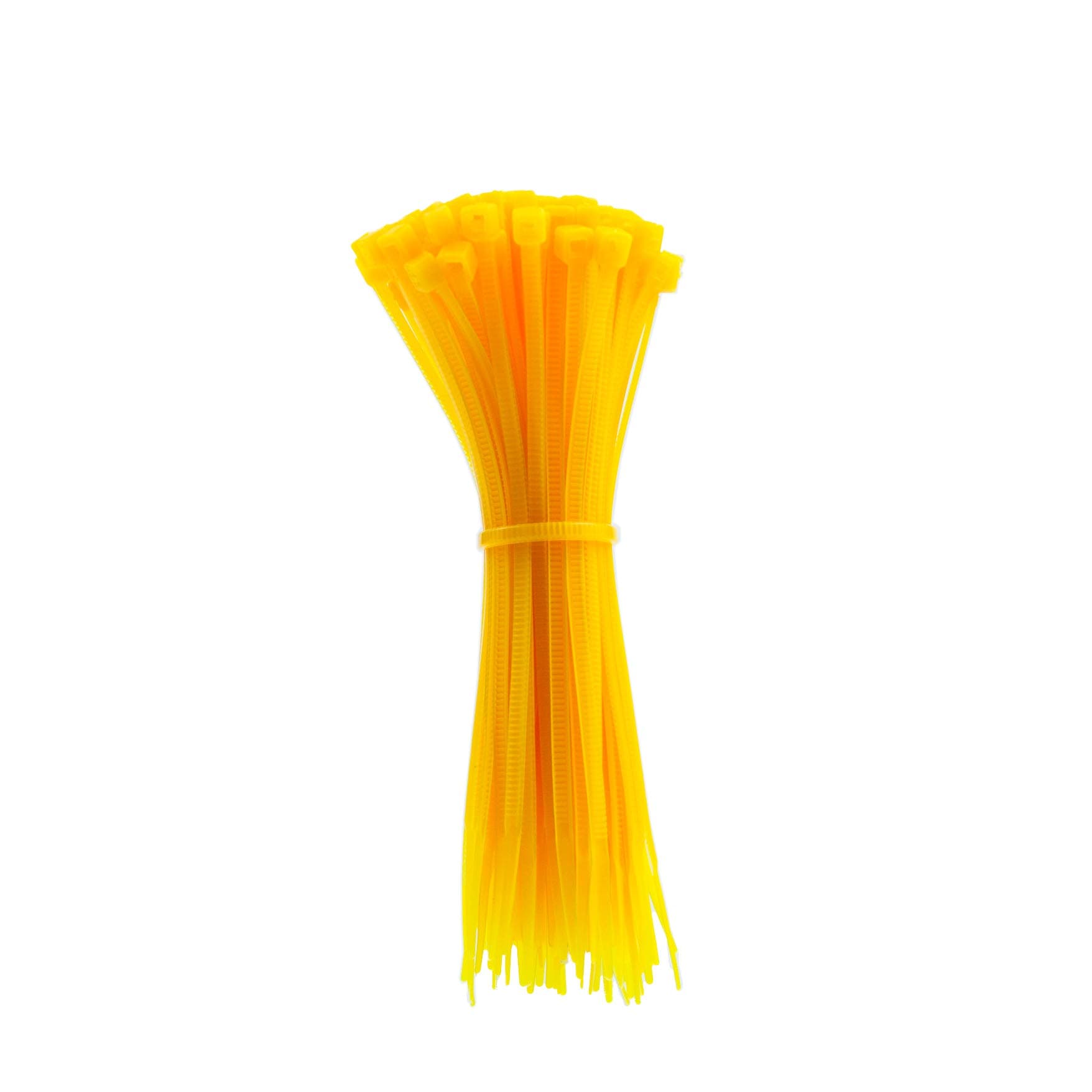 4 Inch Nylon Cable Ties(Tying length 2.8"), Tensile Strength 18lbs(8kgs) Clear Thin Cable Zip Ties, Auto-Locking Cord Straps, 100pcs Per Package, 3X100-YELLOW