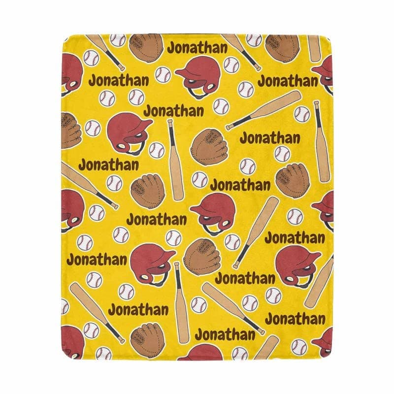 Personalized Sports Baseball Baby Blanket with Name, Custom Kids Baseball Throw Blanket for Fan Lovers, Customized Baby Blankets for Boys and Girls, Sport Lover Gifts for Kids Youth Teens 50"x60"