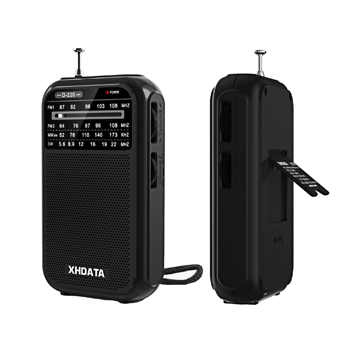 XHDATA D220 Portable Radio AM FM SW Shortwave Receiver Pocket Radio, Black