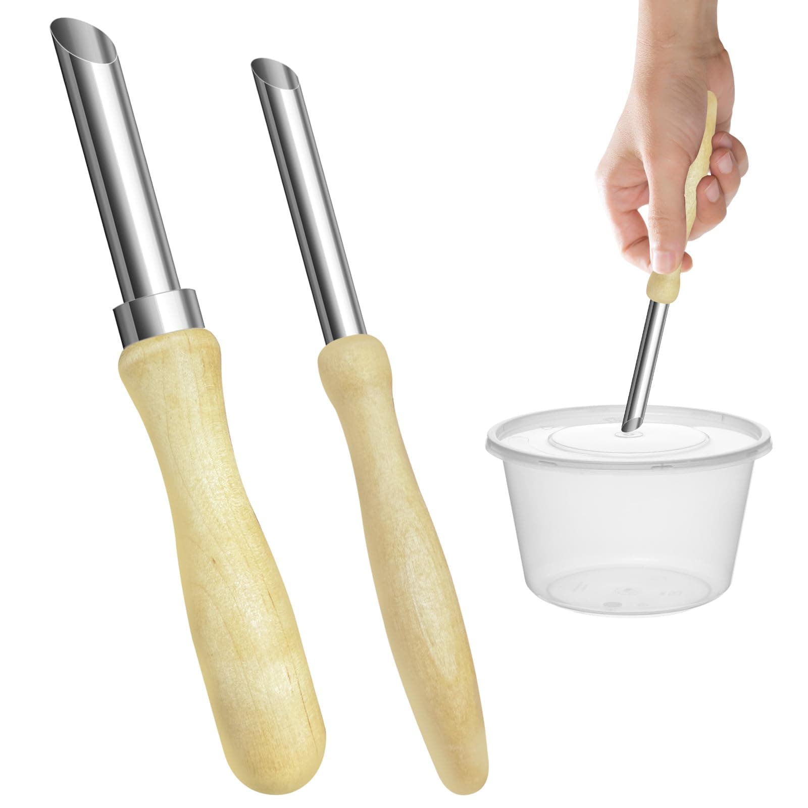 2Pcs Small Hole Punch for Plastic Lids Lemonade, Stainless Single Hole Punch Straw Puncher Punch Hole Puncher, Lemonade Cups Plastic Lids Tools and Supplies, Lemonade Cup Lid Hole Puncher for Straw